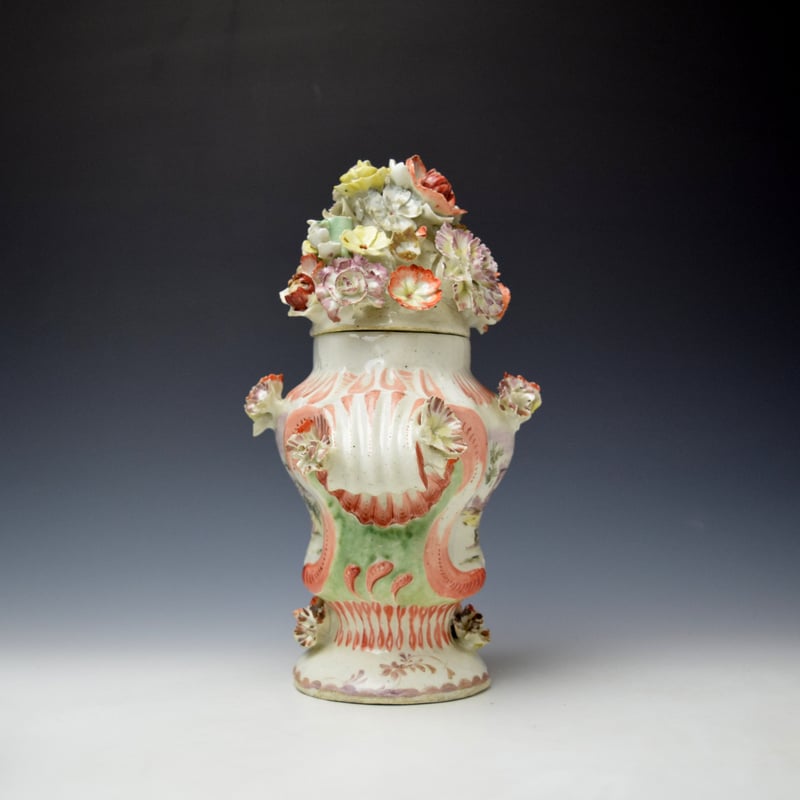 Castle Painter Frill Vase and Cover c1760 (2)