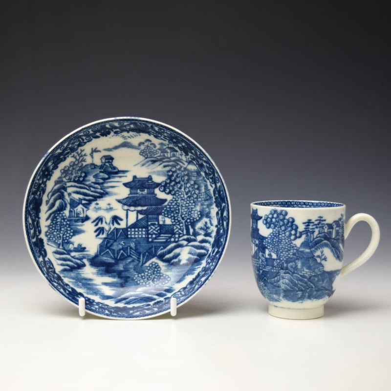 Uncommon Fenced Garden Pattern Coffee Cup and Saucer c1785-90