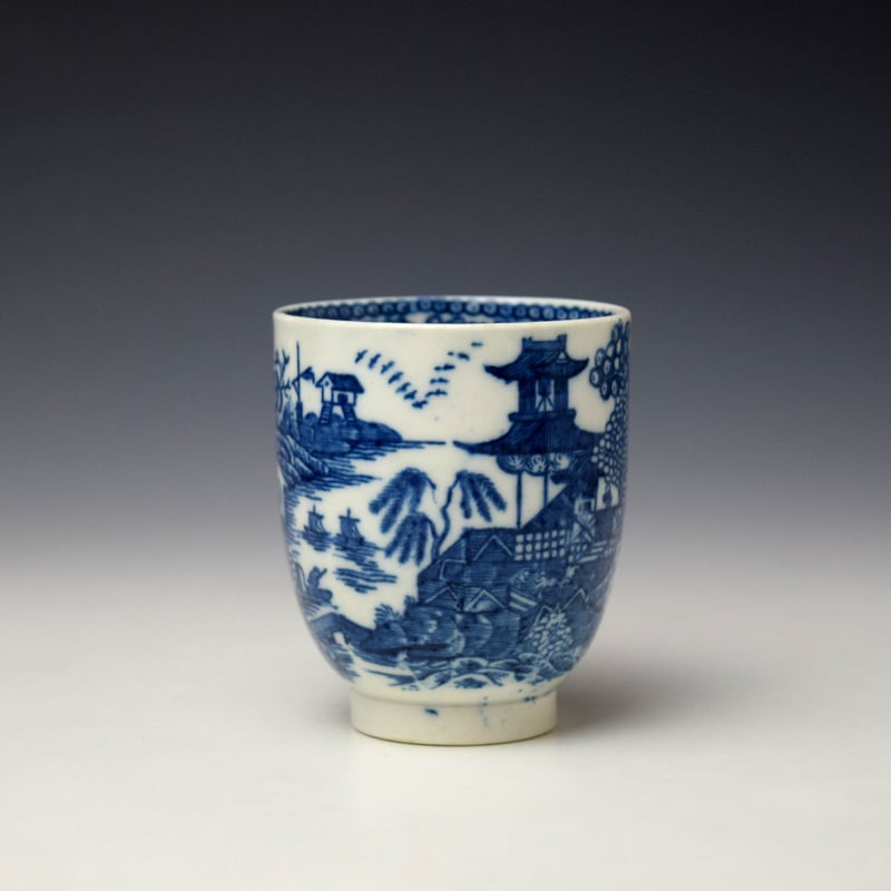 Caughley Fenced Garden Pattern Coffee Cup and Saucer c1785-90 (3)