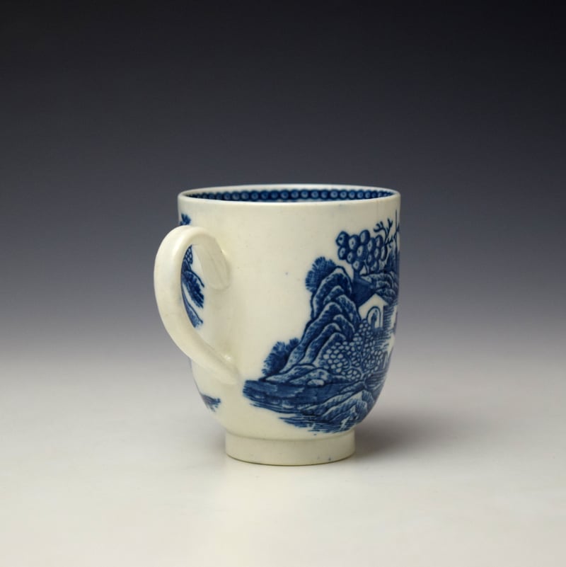 Caughley Fenced Garden Pattern Coffee Cup and Saucer c1785-90 (5)