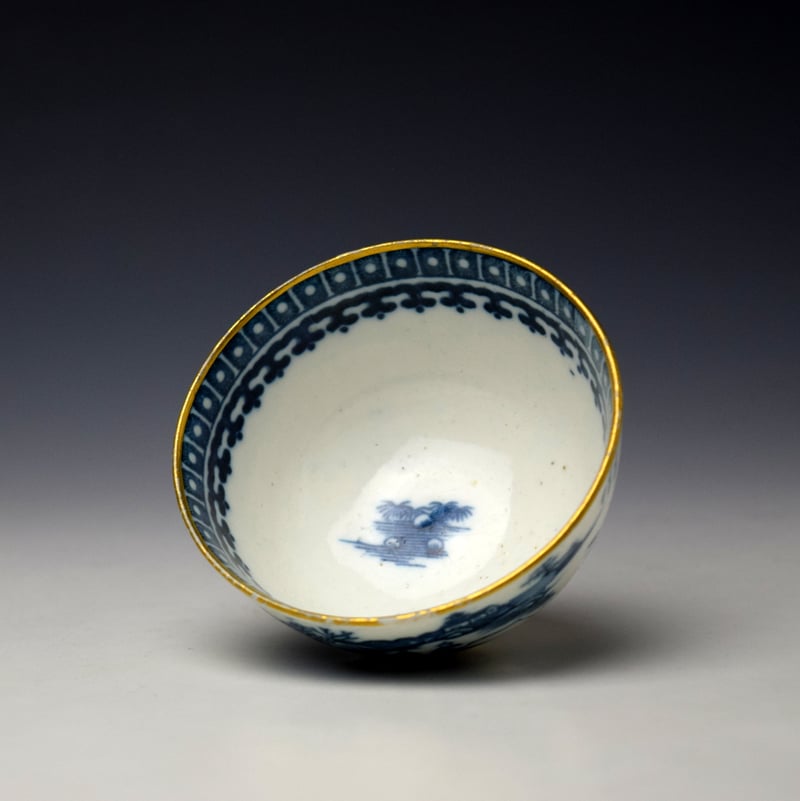 Caughley Fisherman Pattern Teabowl and Saucer c1777-99 (5)