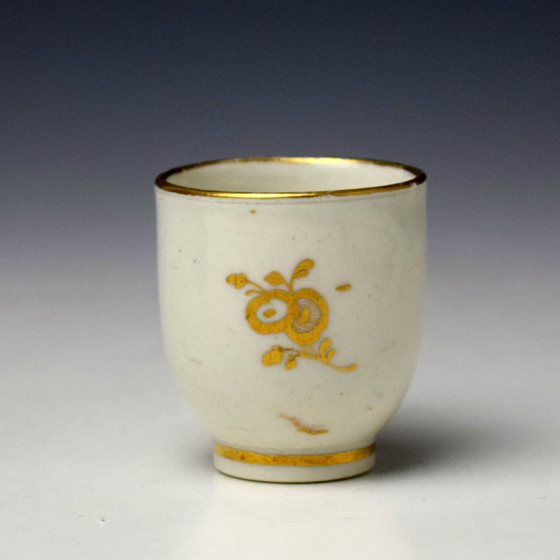 Caughley Gilt Floral Sprigs Pattern Miniature Coffee Cup and Saucer c1780-95 (4)