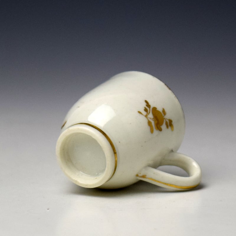 Caughley Gilt Floral Sprigs Pattern Miniature Coffee Cup and Saucer c1780-95 (6)