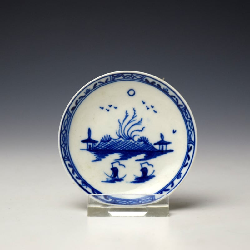 Caughley Island Pattern Toy Saucer c1780-95 (1)