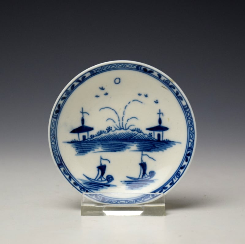 Caughley Island Pattern Toy Teabowl and Saucer c1778-92 (9)