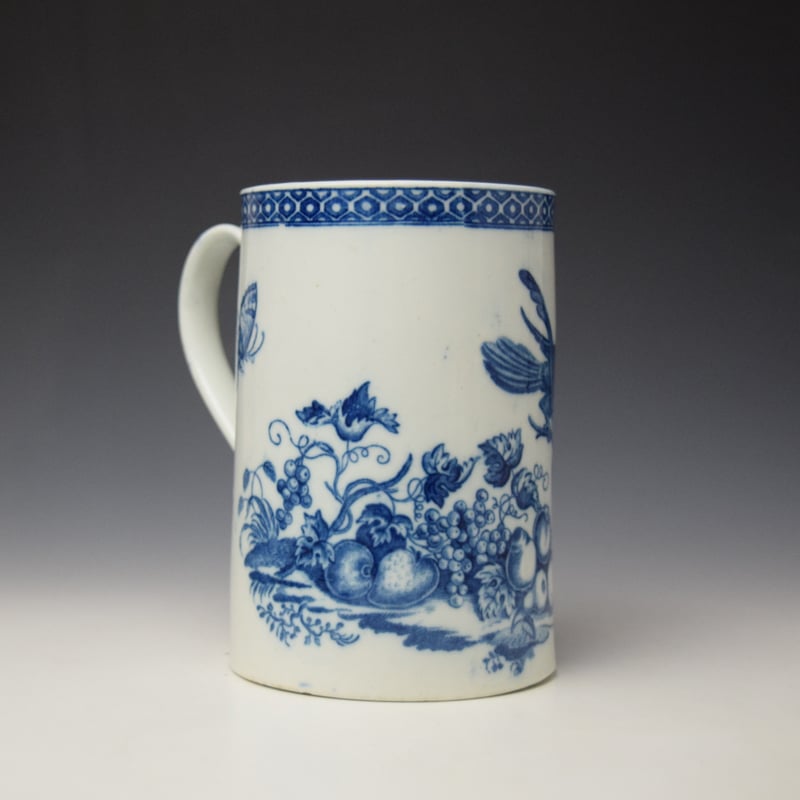 Caughley Parrot Pecking Fruit Pattern Large Mug c1775-99 (3)