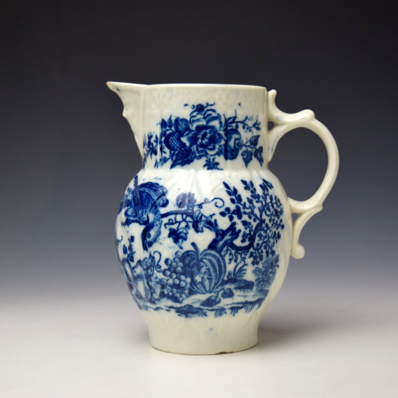 Parrot Pecking Fruit Pattern Small Mask Head Jug c1790-95