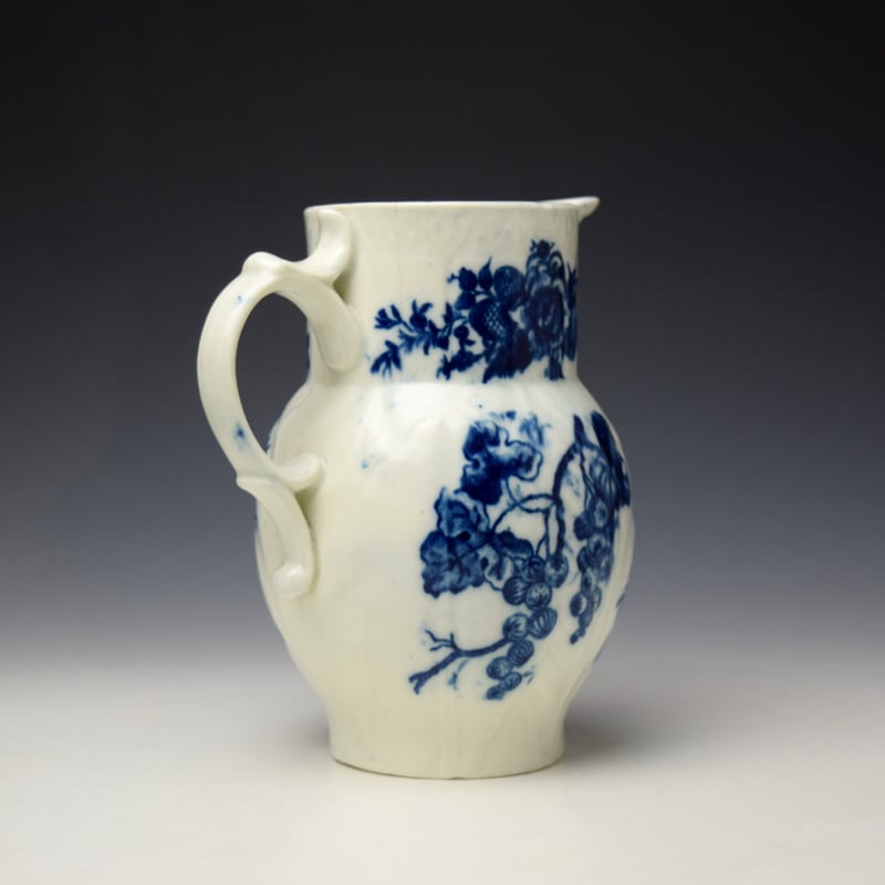 Caughley Parrot Pecking Fruit Pattern Small Mask Head Jug c1795 (4)