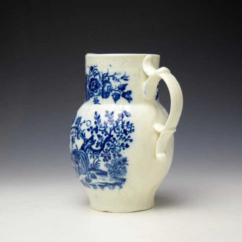 Caughley Parrot Pecking Fruit Pattern Small Mask Head Jug c1795 (5)