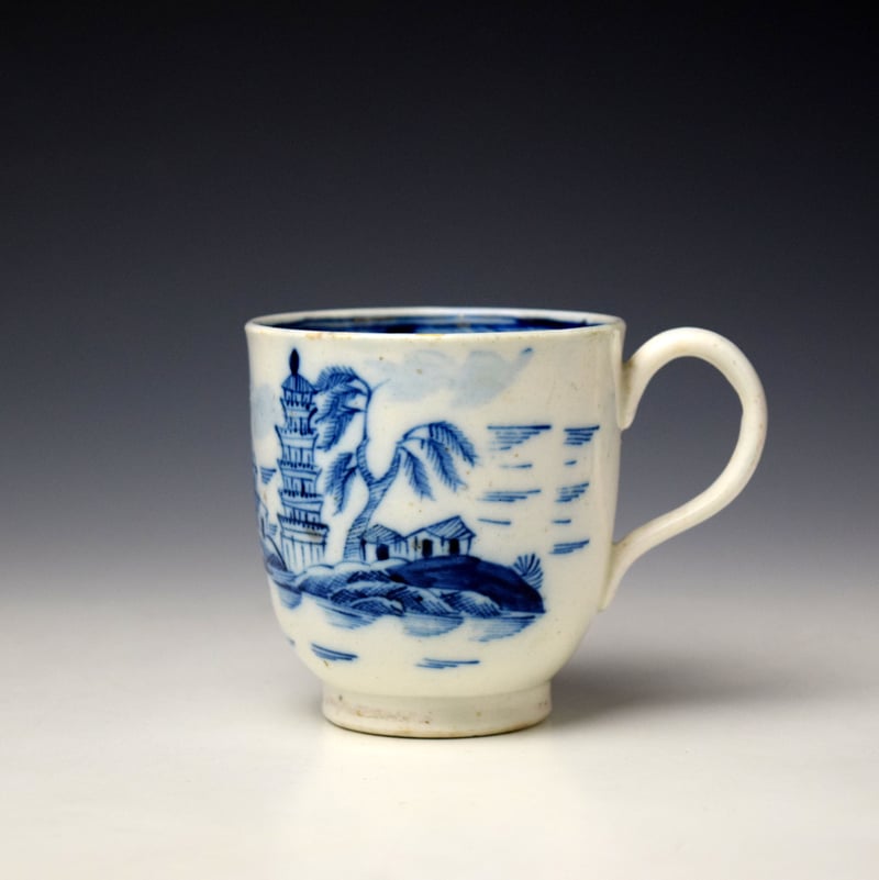 Caughley Tower Pattern Coffee Cup c1790-95 Ex Watney (1)