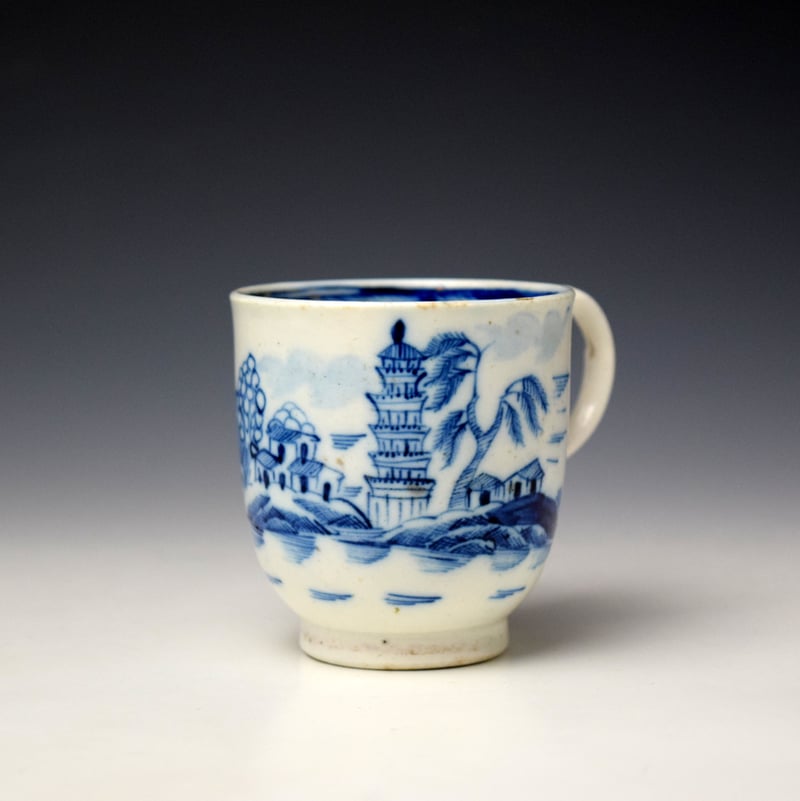 Caughley Tower Pattern Coffee Cup c1790-95 Ex Watney (2)