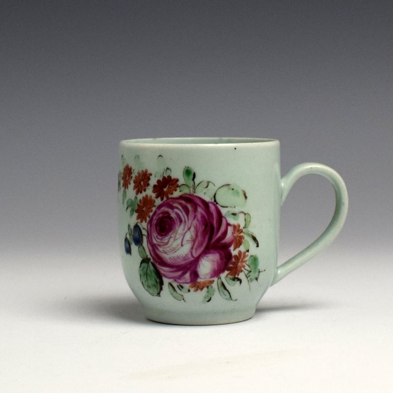 Richard Chaffers Rose Spray Pattern Coffee Cup c1760