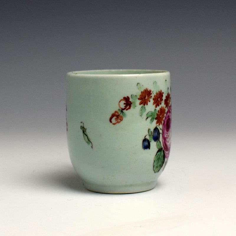 Chaffers Rose Spray Pattern Coffee Cup c1760 (6)