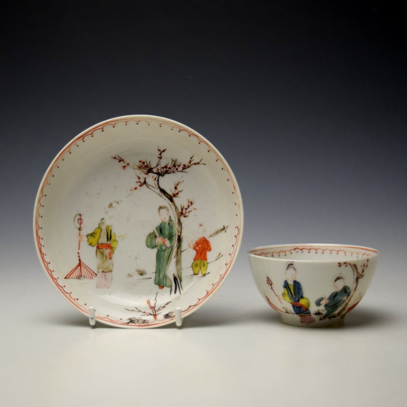 Very Rare Champion Bristol Mandarin Pattern Teabowl and Saucer c1770-75