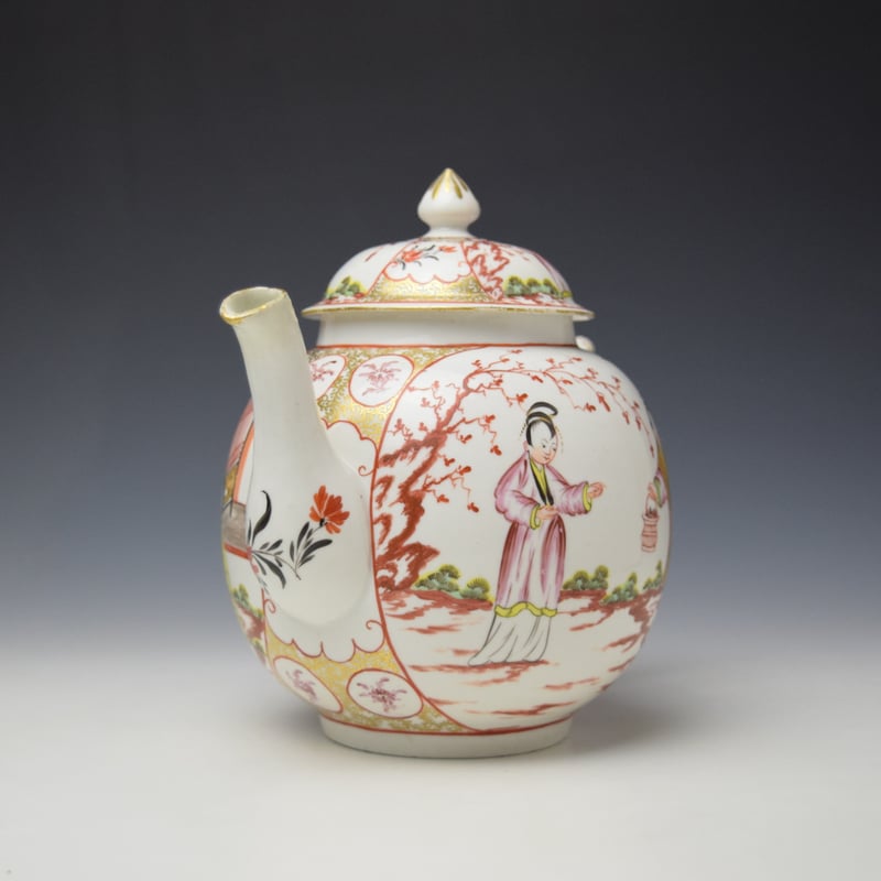 Champions Bristol Mandarin Pattern Teapot and Cover c1780-82 (2)