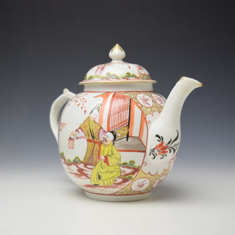 Champions Bristol Mandarin Pattern Teapot and Cover c1780-82 (3)
