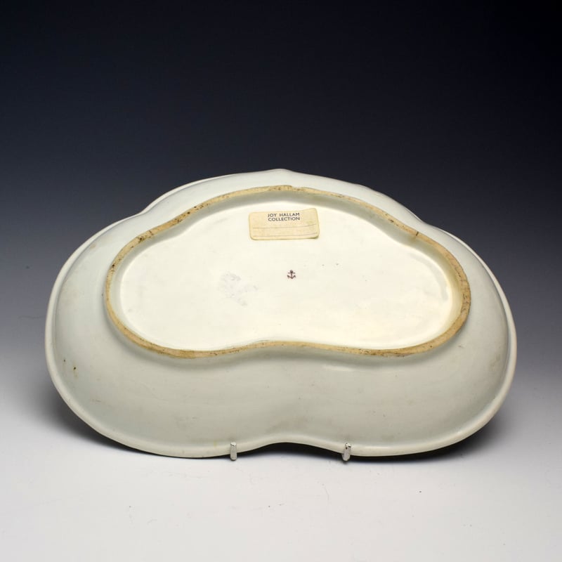 Chelsea Fruit and Butterfly Kidney Shape Dish c1756-58 (2)