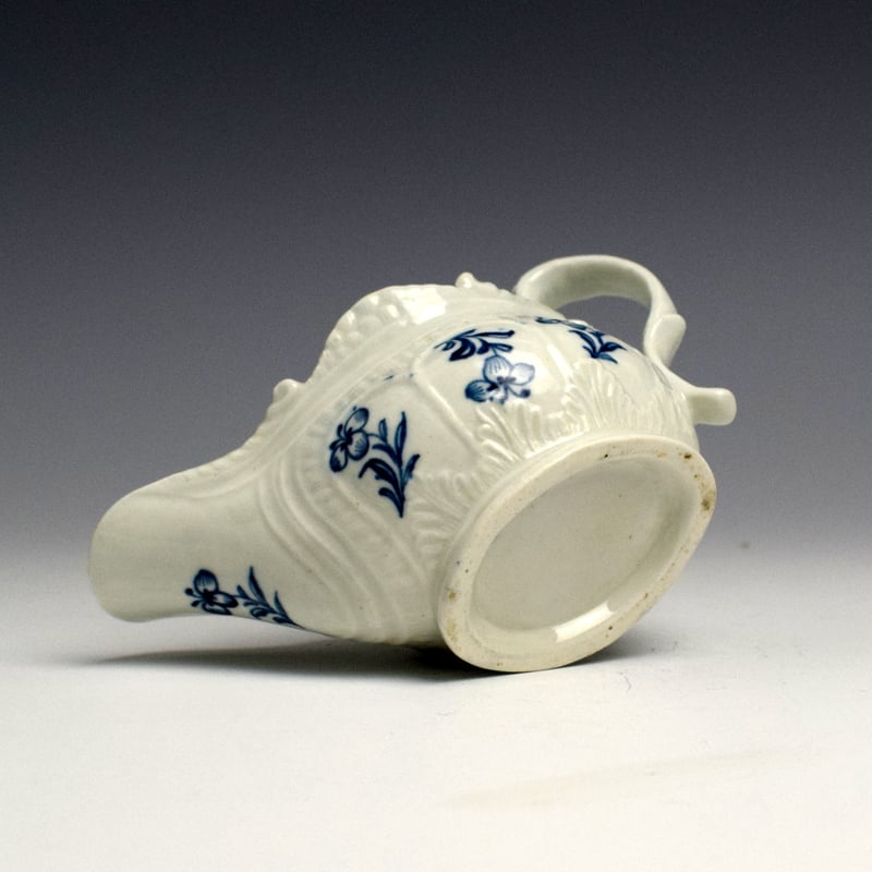 Christians Moulded Floral Spray Decorated Creamboat c1770 (2)