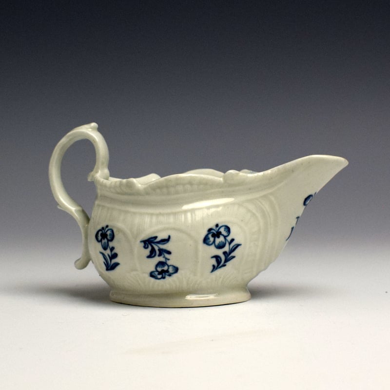 Christians Moulded Floral Spray Decorated Creamboat c1770 (3)