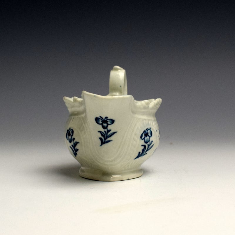 Christians Moulded Floral Spray Decorated Creamboat c1770 (5)