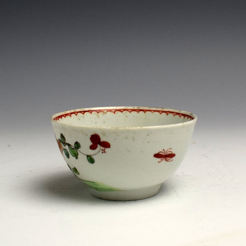 Christians Peony Rock Bird and Insect Pattern Tea Bowl c1765 (3)
