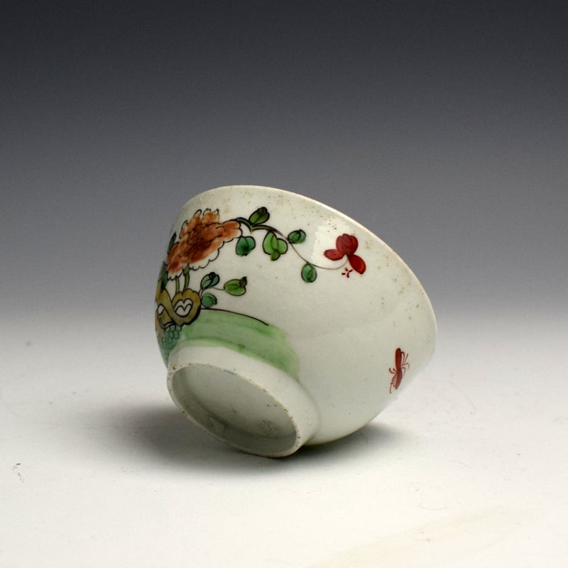 Christians Peony Rock Bird and Insect Pattern Tea Bowl c1765 (4)