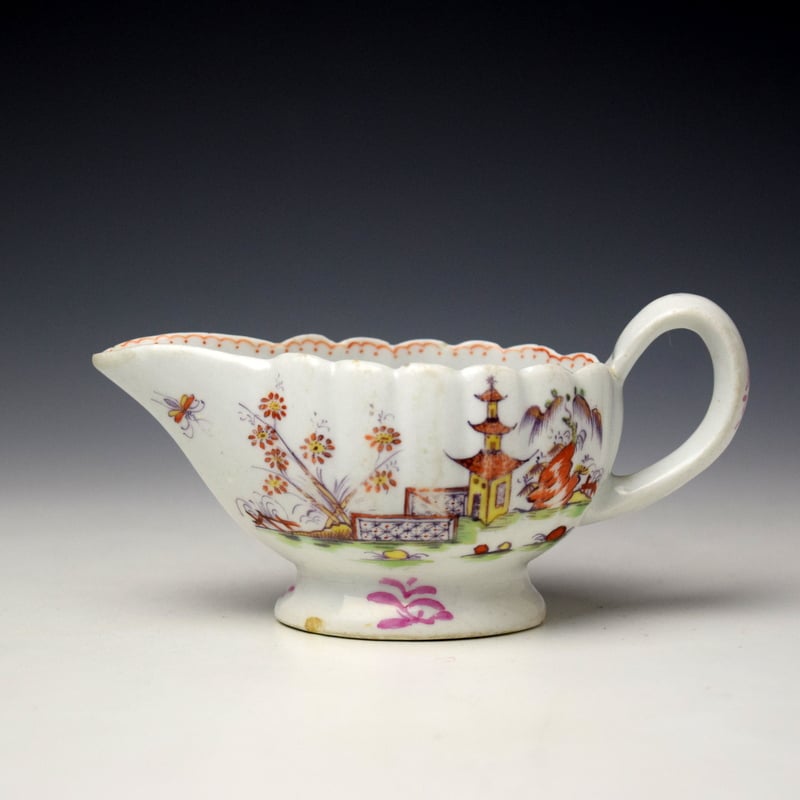 Very Rare Derby Porcelain Fluted Creamboat c1760-65