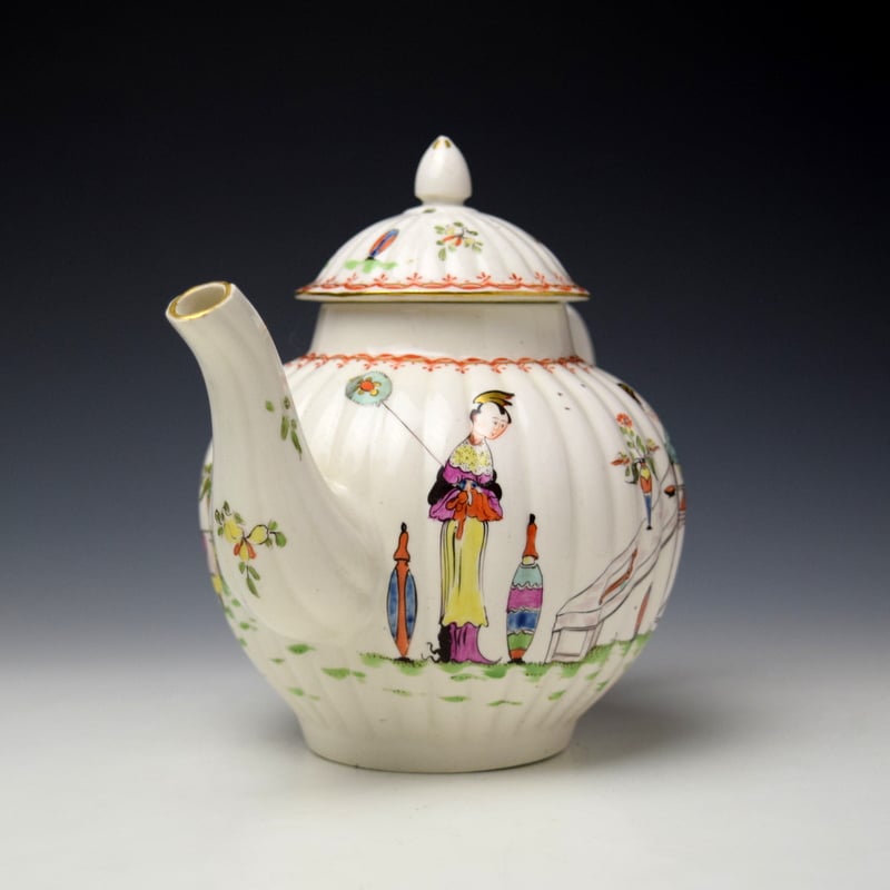 Derby Vase Fishing Pattern Teapot and Cover c1758-60 (2)