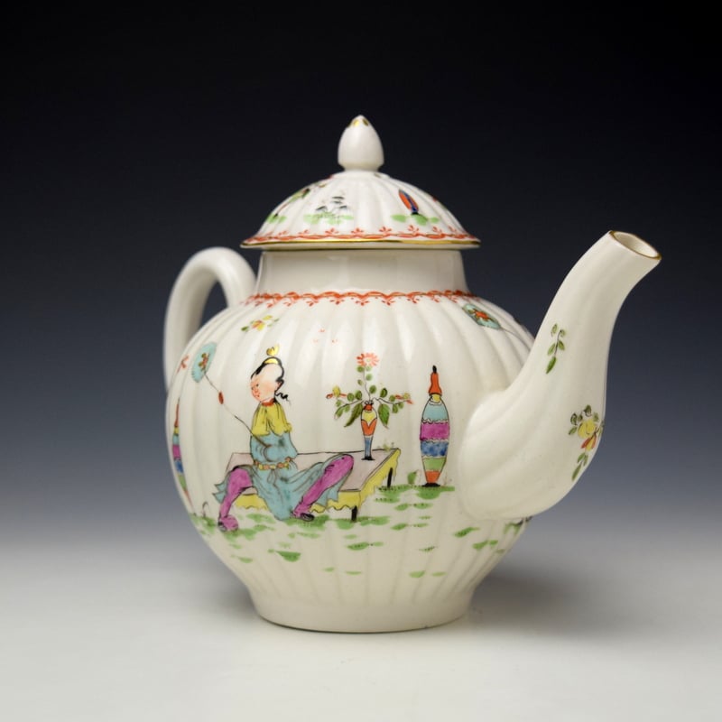 Derby Vase Fishing Pattern Teapot and Cover c1758-60 (3)