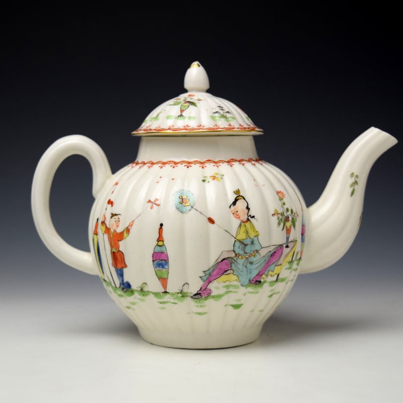 Derby Vase Fishing Pattern Teapot and Cover c1758-60 (4)