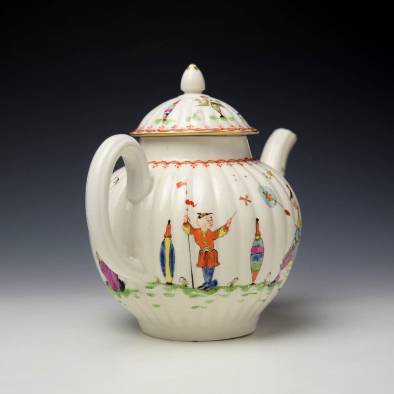 Derby Vase Fishing Pattern Teapot and Cover c1758-60 (5)