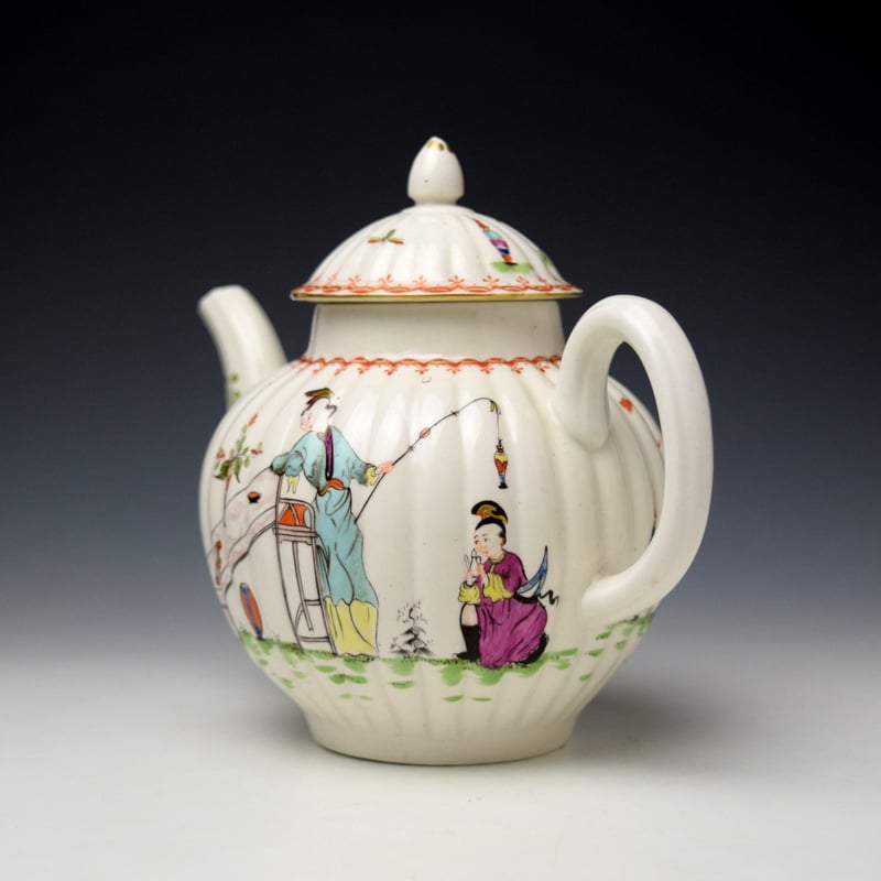 Derby Vase Fishing Pattern Teapot and Cover c1758-60 (6)
