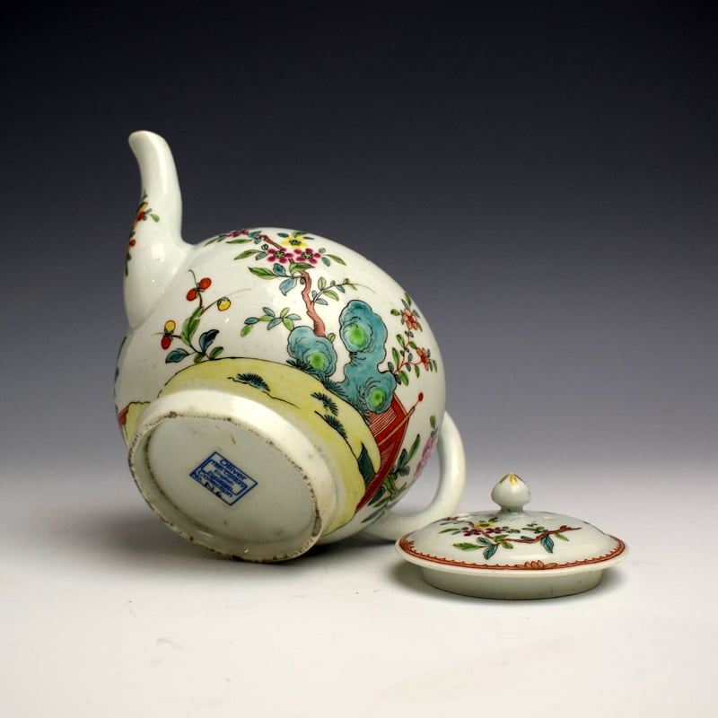 Early Worcester Famille Rose Style Teapot c1758-60 (6)