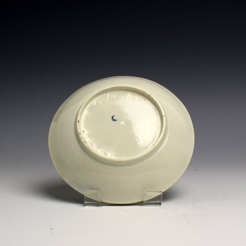 Early Worcester Rib Moulded Tea Cup and Saucer with Lambrequin Border c1760 (3)