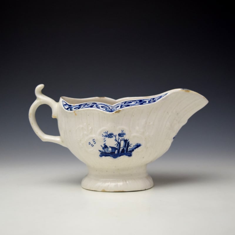 Isleworth Fisherman and Landscape Pattern Sauceboat c1770 (4)