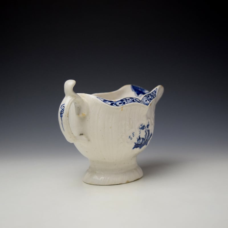 Isleworth Fisherman and Landscape Pattern Sauceboat c1770 (5)