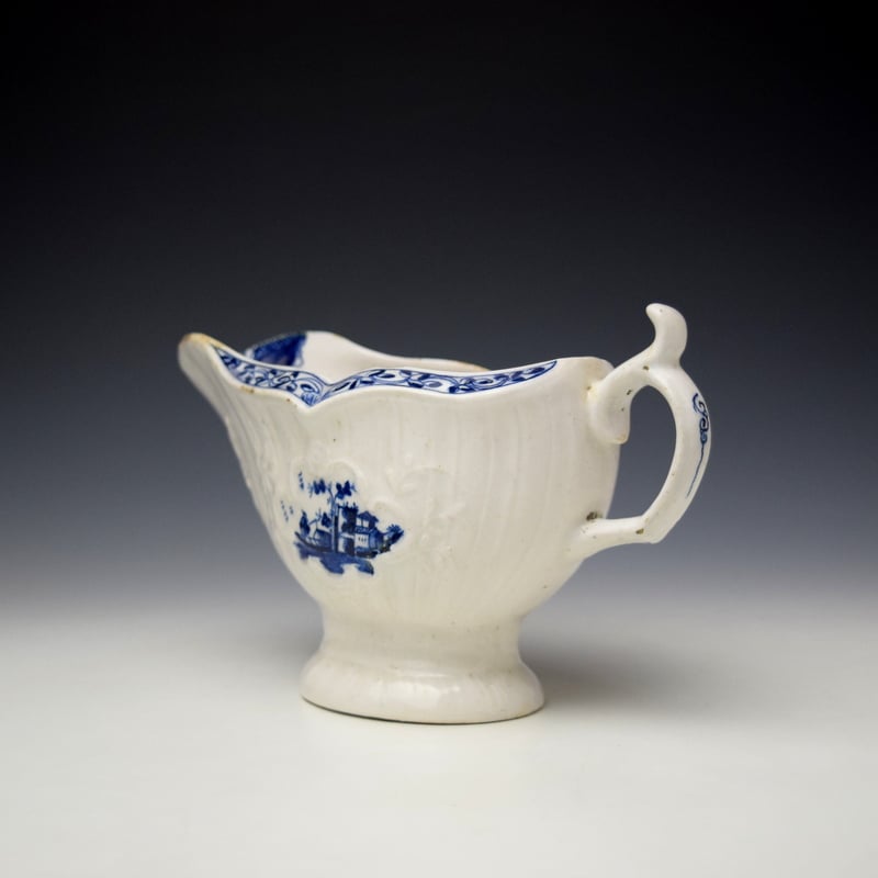Isleworth Fisherman and Landscape Pattern Sauceboat c1770 (6)