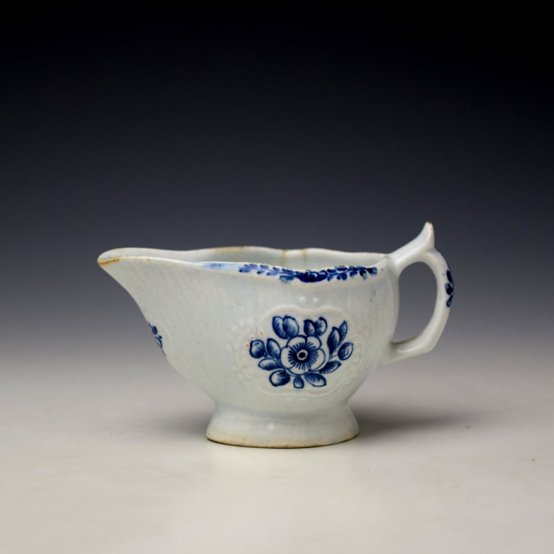 Isleworth Moulded Floral Sprays Pattern Butterboat c1770-75 (2)