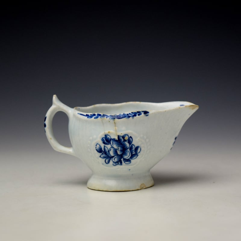Isleworth Moulded Floral Sprays Pattern Butterboat c1770-75 (5)