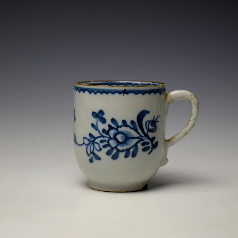 Very Rare Profile Bud Pattern Tin Glazed Coffee Cup c1750-70