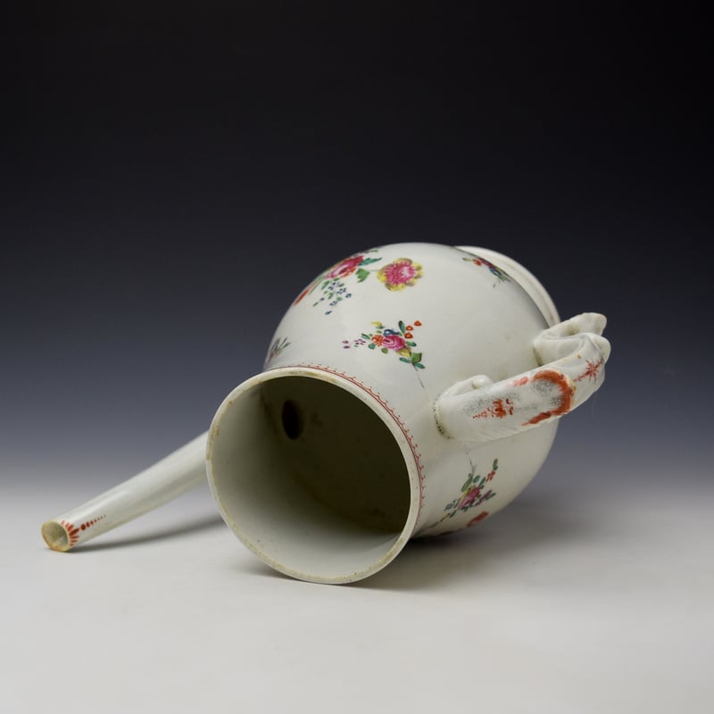 Liverpool John Pennington Floral Pattern Coffee Pot and Cover c1775 (7)