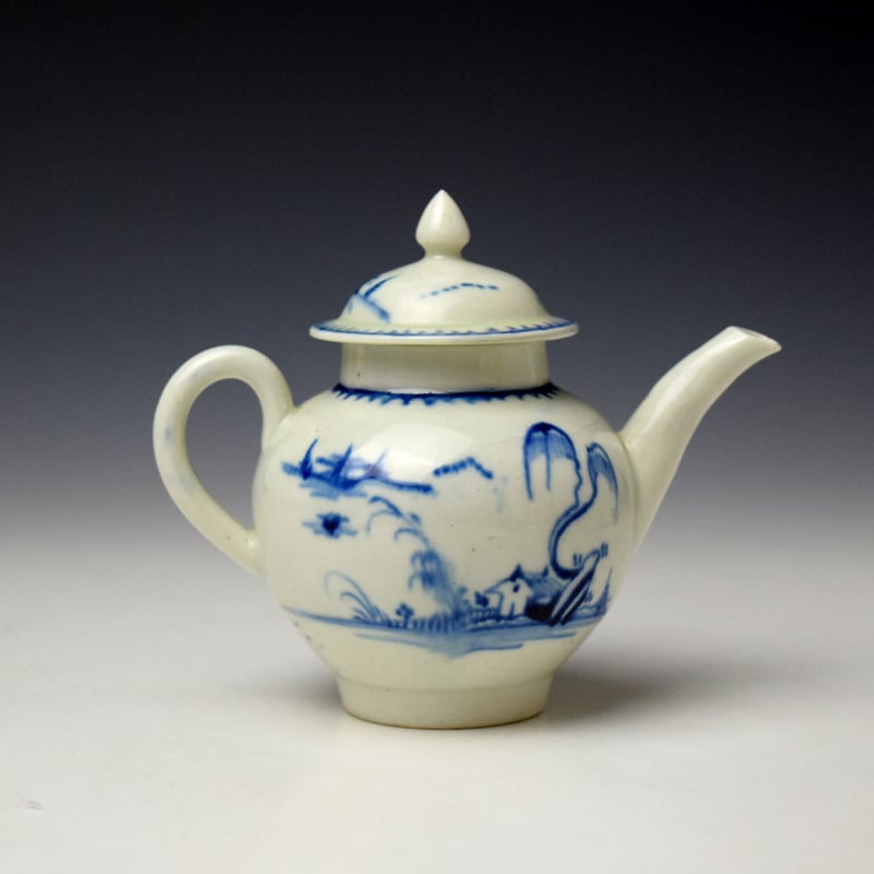 Liverpool John Pennington House Willow Landscape Pattern Toy Teapot c1770-75 (2)