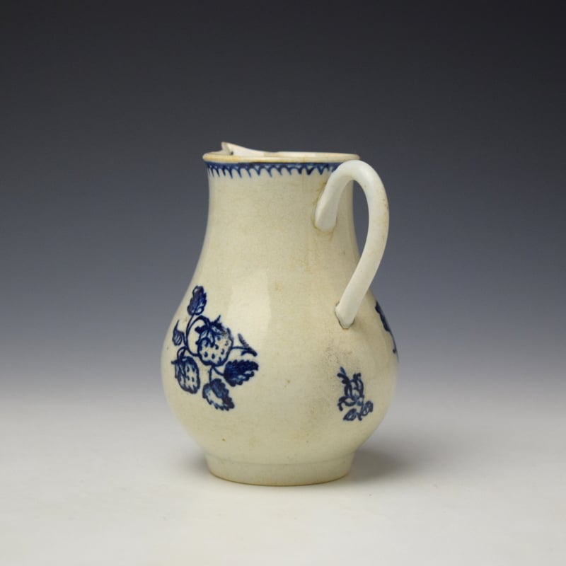 Liverpool John Pennington Strawberry Convolvulus and Bell Flower Sprays Pattern Sparrow Beak Jug c1775 (5)