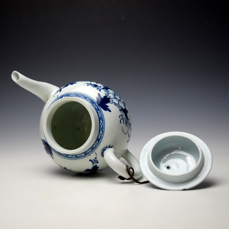 Liverpool Philip Christian Bird on a Branch Pattern Teapot cover and Stand c1766-70 (8)