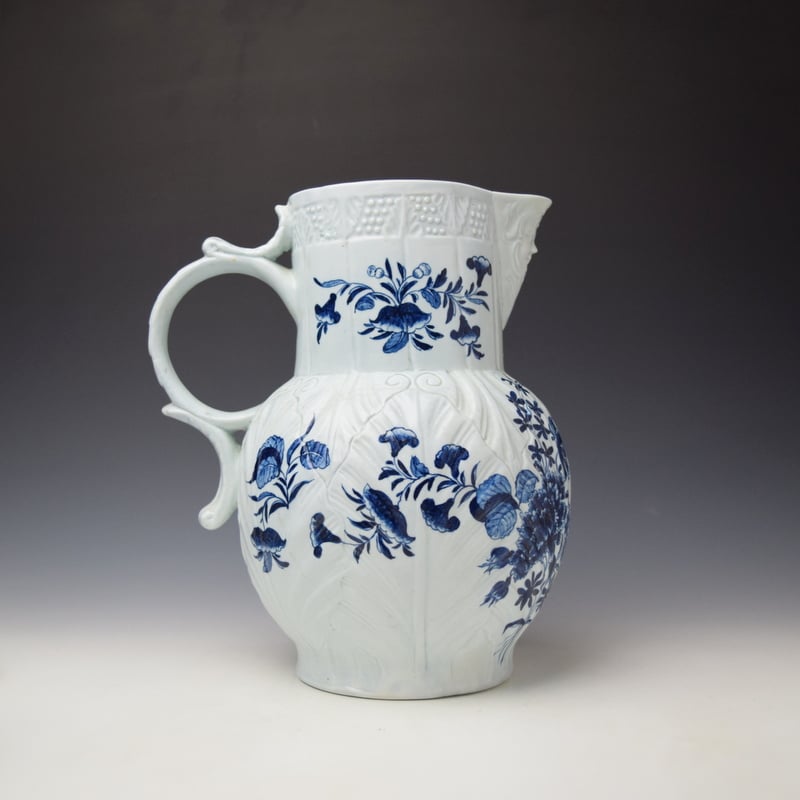 Liverpool Philip Christian Floral Pattern Mask Spout Jug c1760 (3)