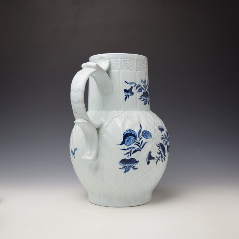 Liverpool Philip Christian Floral Pattern Mask Spout Jug c1760 (4)