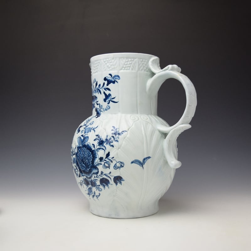 Liverpool Philip Christian Floral Pattern Mask Spout Jug c1760 (5)
