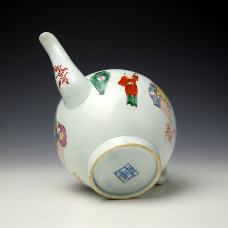 Liverpool Philip Christian Mandarin Koto Player Pattern Teapot and Cover c1770-75 (8)