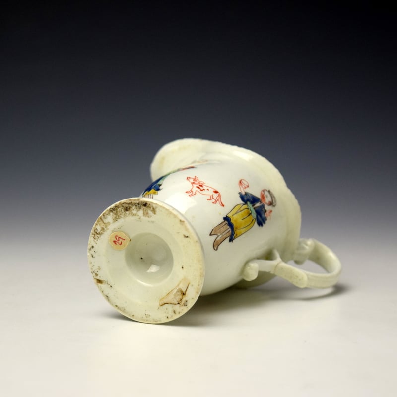 Liverpool Philip Christian Mandarin Lady and Servant Pattern Helmet Shaped Cream Jug c1765-75 (6)