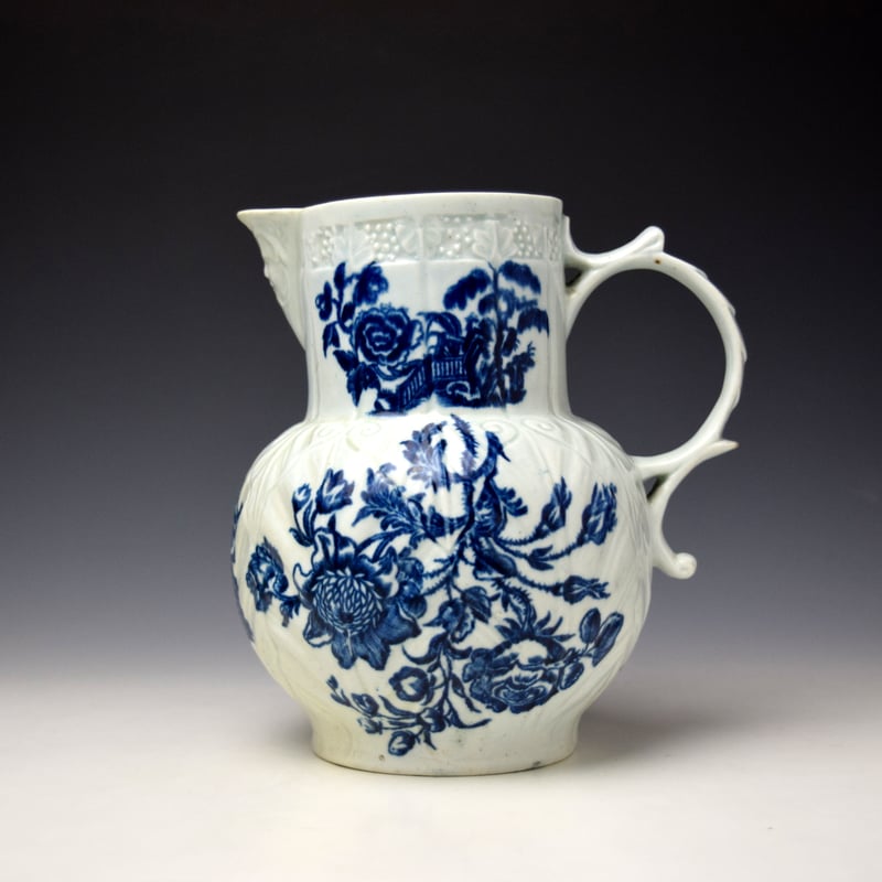 Rare Philip Christian Natural Sprays Pattern Mask Spout Jug c1770-75